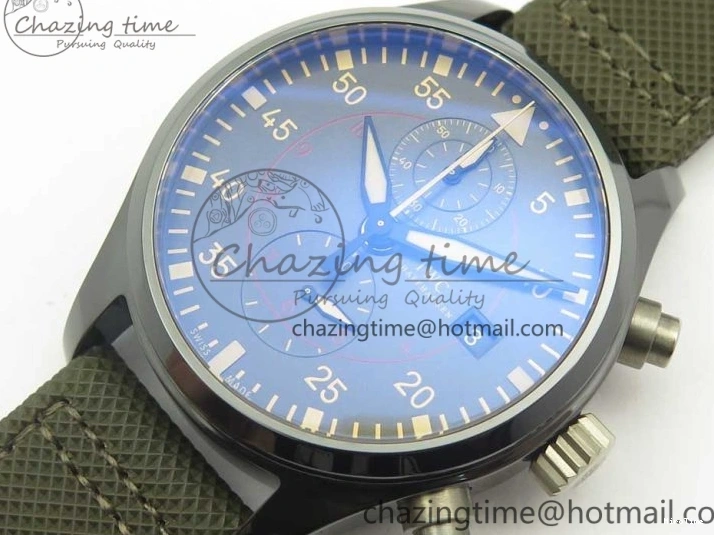 MIROTIME 0519 Classic PILOT IW389001 ZF 1:1 Best Edition Ceramic Case Green Dial on Green Nylon Strap A7750 (Function Same As Genuine) 7160